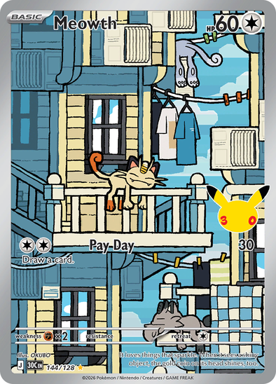 Meowth 144/128 - Illustration Rare - 30th Celebration