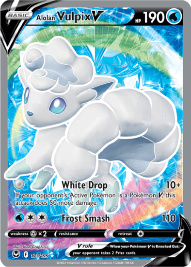 Alolan Vulpix V 173/195 - Full Art Ultra Rare - Silver Tempest