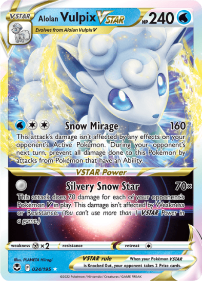 Alolan Vulpix VSTAR 034/195 - Ultra Rare - Silver Tempest