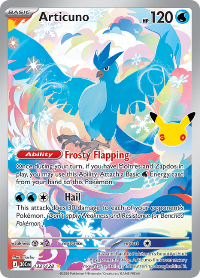Articuno 132/128 - Illustration Rare - 30th Celebration