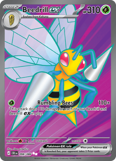 Beedrill ex 098/086 - Full Art Ultra Rare - Mega Evolution: Chaos Rising