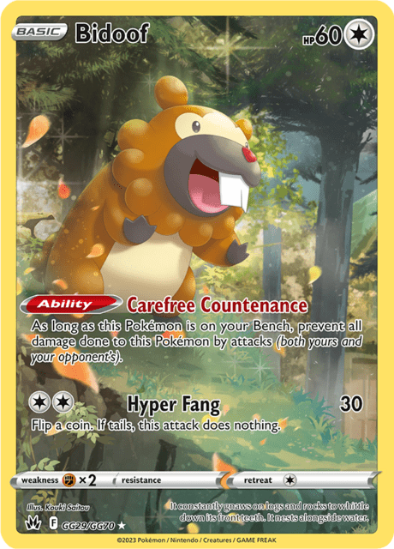 Bidoof GG29/GG70 - Gallery Holo Rare - Crown Zenith