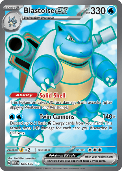 Blastoise ex 184/165 - Full Art Ultra Rare - Scarlet & Violet 151