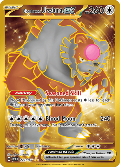 Bloodmoon Ursaluna ex 222/167 - Gold Secret Rare - Scarlet & Violet Twilight Masquerade