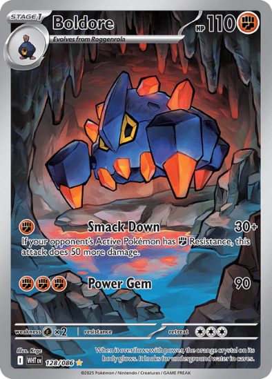 Pokémon trading card featuring Boldore with cave background