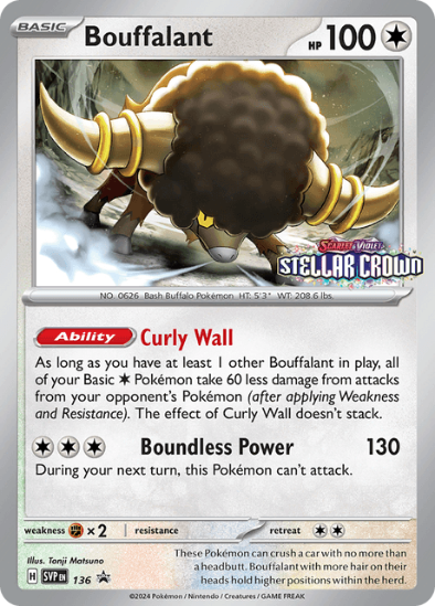 Bouffalant SVP 136 - Prerelease Holo Rare - Stellar Crown Black Star Promo