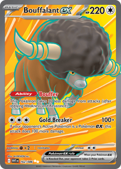 Pokémon trading card featuring Bouffalant EX with orange and yellow background