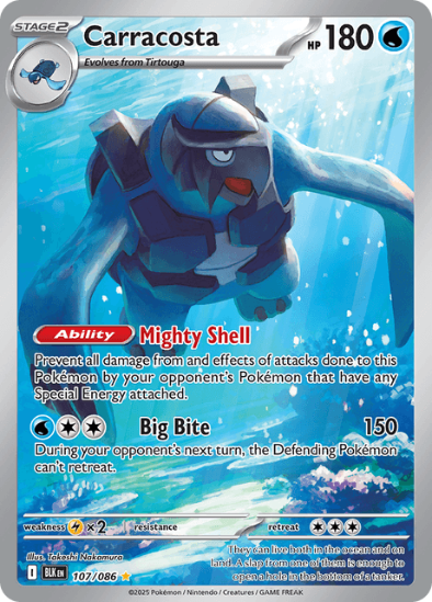 Pokémon trading card featuring Carracosta with blue and gray design