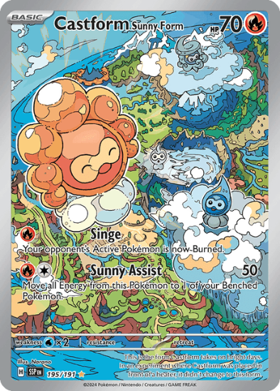 Castform Sunny Form 195/191 - Illustration Rare - Scarlet & Violet Surging Sparks