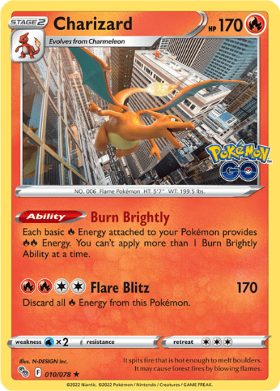 Charizard 010/078 - Holo Rare - Sword & Shield Pokémon GO