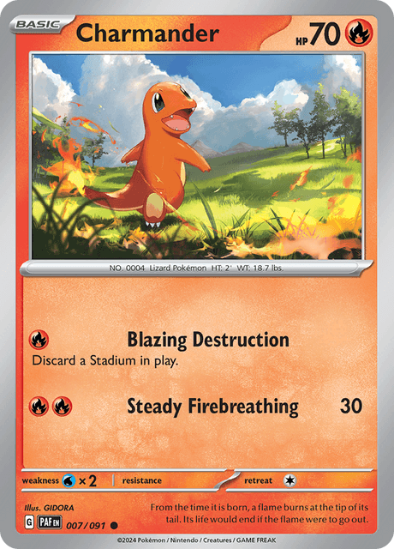Charmander 007/091 - Reverse Holo Common - Scarlet & Violet Paldean Fates