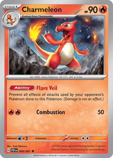 Charmeleon 008/091 - Reverse Holo Uncommon - Scarlet & Violet Paldean Fates