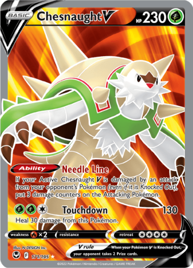 Chesnaught V 171/195 - Full Art Ultra Rare - Silver Tempest
