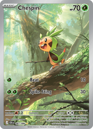 Chespin 087/086 - Illustration Rare - Mega Evolution: Chaos Rising
