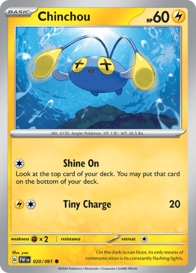 Chinchou 020/091 - Reverse Holo Common - Scarlet & Violet Paldean Fates
