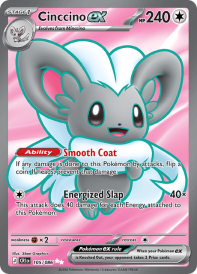 Cinccino ex 105/086 - Full Art Ultra Rare - Mega Evolution: Chaos Rising
