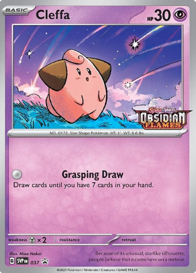 Cleffa SVP 037 - Prerelease Holo Rare - Obsidian Flames Black Star Promo