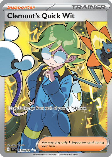 Clemont's Quick Wit 229/191 - Full Art Ultra Rare - Scarlet & Violet Surging Sparks