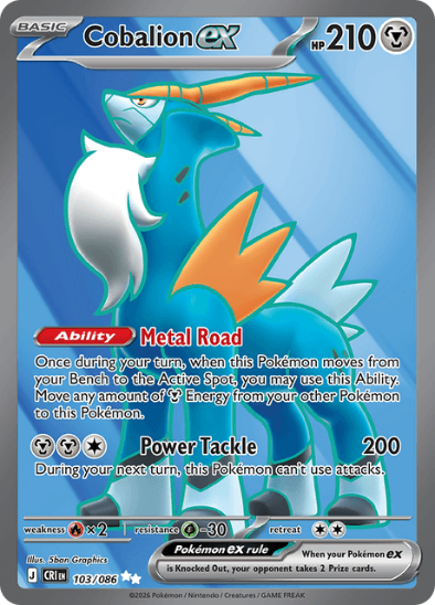 Cobalion ex 103/086 - Full Art Ultra Rare - Mega Evolution: Chaos Rising