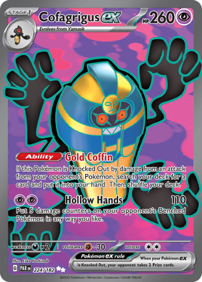 Cofagrigus ex 224/182 - Full Art Ultra Rare - Scarlet & Violet Paradox Rift