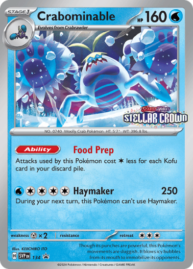 Crabominable SVP 134 - Prerelease Holo Rare - Stellar Crown Black Star Promo