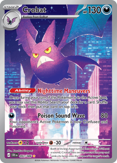 Crobat 093/086 - Illustration Rare - Mega Evolution: Chaos Rising