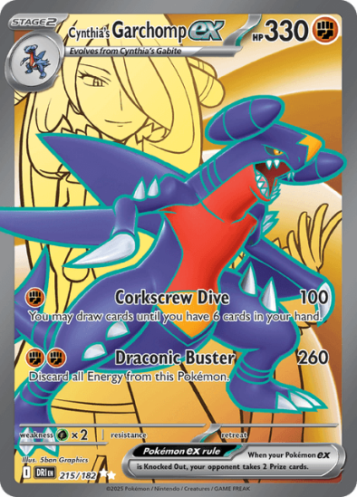 Cynthia's Garchomp ex 215/182 - Full Art Ultra Rare - Scarlet & Violet Destined Rivals