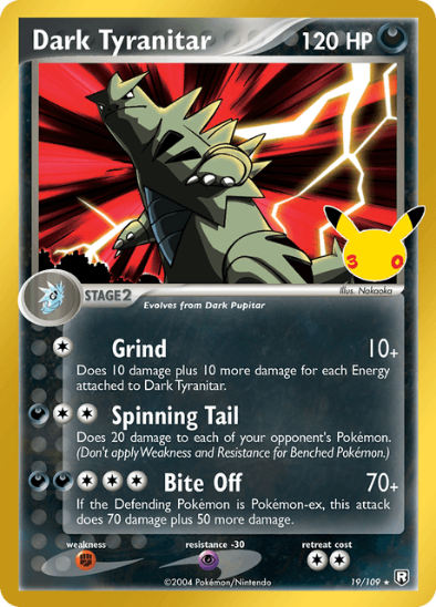 Dark Tyranitar 19/109 - Classic Collection Gold Rare - 30th Celebration