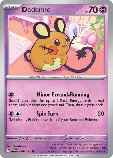 Dedenne 036/091 - Reverse Holo Common - Scarlet & Violet Paldean Fates
