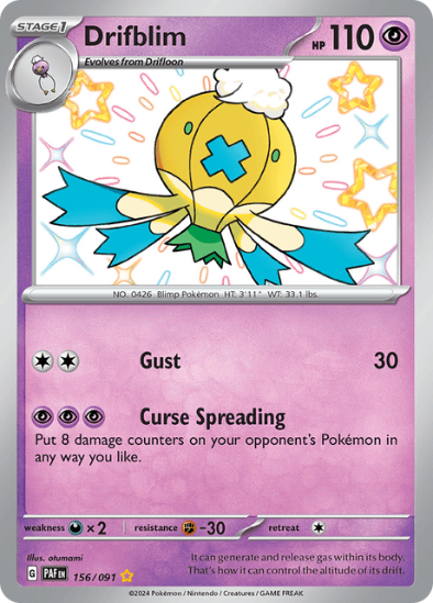 Drifblim 156/091 - Shiny Rare - Scarlet & Violet Paldean Fates
