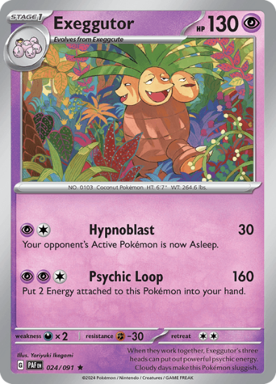 Exeggutor 024/091 - Reverse Holo Rare - Scarlet & Violet Paldean Fates