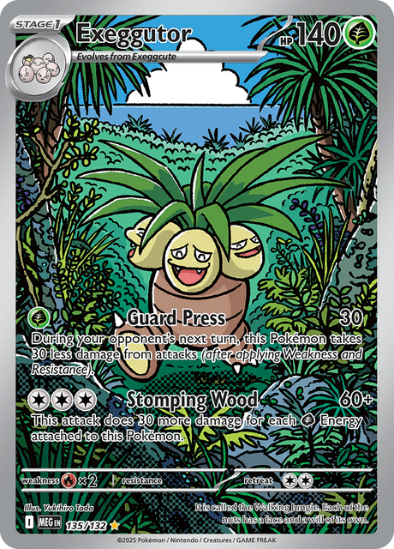 Pokémon trading card featuring Exeggutor with jungle background