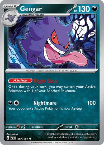 Gengar 057/091 - Reverse Holo Uncommon - Scarlet & Violet Paldean Fates