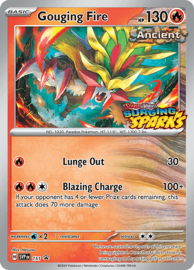 Gouging Fire SVP 151 - Prerelease Holo Rare - Surging Sparks Black Star Promo
