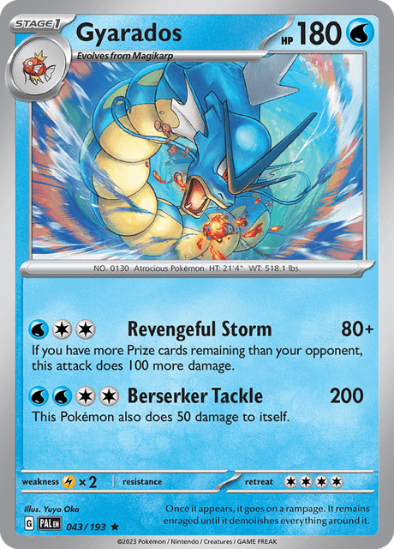 Gyarados 043/193 - Reverse Holo Rare - Scarlet & Violet Paldea Evolved