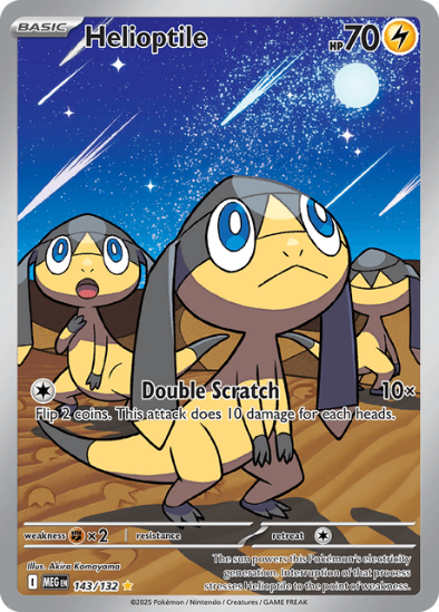 Pokémon trading card featuring Helioplete with a starry night background