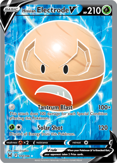 Hisuian Electrode V 172/196 - Full Art Ultra Rare - Lost Origin