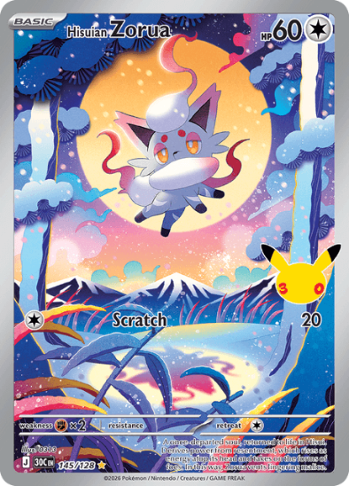 Hisuian Zorua 145/128 - Illustration Rare - 30th Celebration