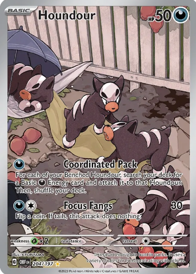 Houndour 204/197 - Illustration Rare - Scarlet & Violet Obsidian Flames