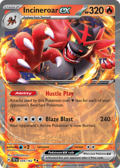 Incineroar ex 034/162 - Ultra Rare - Scarlet & Violet Temporal Forces