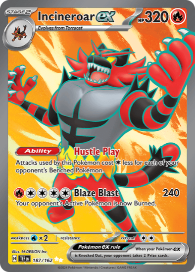 Incineroar ex 187/162 - Full Art Ultra Rare - Scarlet & Violet Temporal Forces