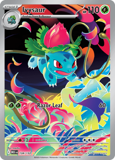 Pokémon trading card featuring Ivysaur with colorful design