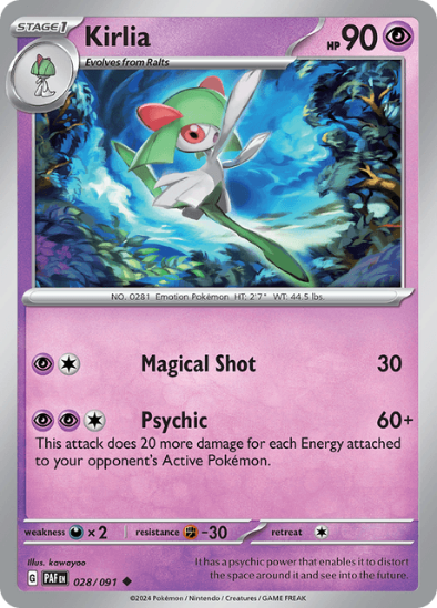 Kirlia 028/091 - Reverse Holo Uncommon - Scarlet & Violet Paldean Fates