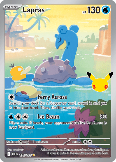 Lapras 131/128 - Illustration Rare - 30th Celebration