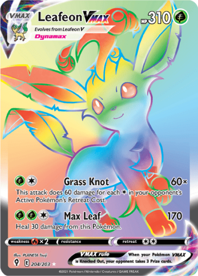Leafeon VMAX 204/203 - Rainbow Hyper Rare - Sword & Shield Evolving Skies