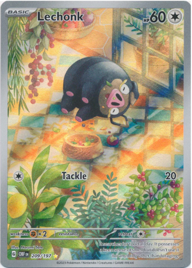 Lechonk 209/197 - Illustration Rare - Scarlet & Violet Obsidian Flames