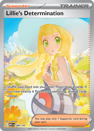 Trading card featuring a character with blonde hair and green eyes, surrounded by flowers.