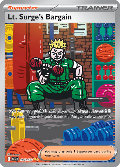 Trading card featuring a character in a green outfit with a colorful background