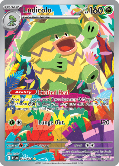 Pokémon trading card featuring Ludicolo with colorful design