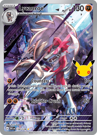 Lycanroc 138/128 - Illustration Rare - 30th Celebration
